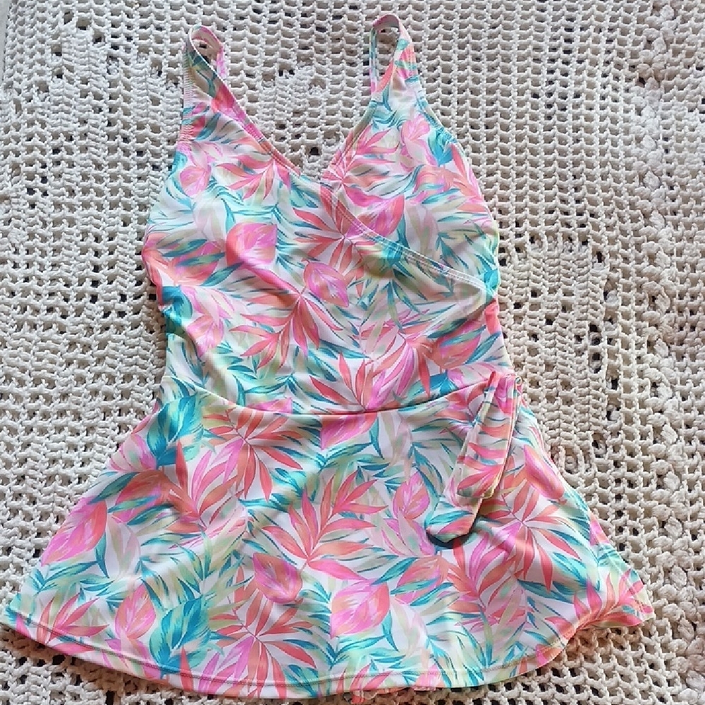 Decree Tropical Pink and Teal One Piece Swimsuit